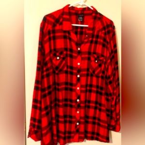 Plus Size Red & Black long sleeve flannel